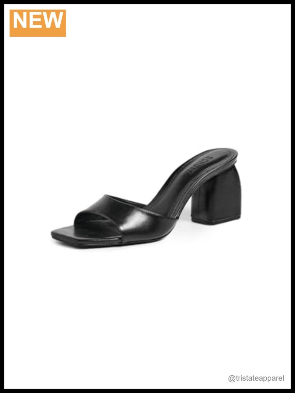 Slip On Block Heel Leather Sandals Open Toe 3 Inch Heel